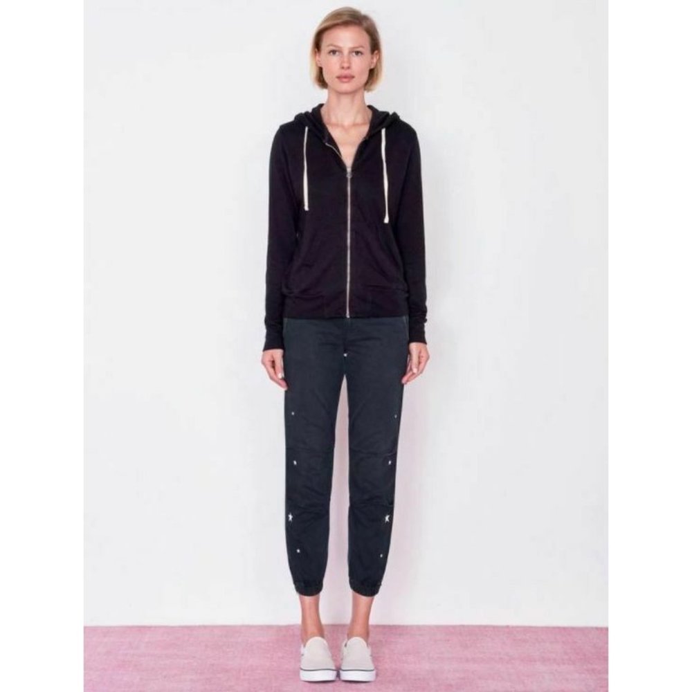 Sundry Anthropologie Size Small 1 Zip Hoodie French Terry Jacket in Black NEW - Picture 2 of 12